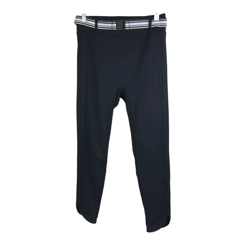 Solid & Striped Sport Leggings Womens S/P Black Striped‎ Belt Angled Hem Stretch